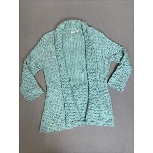 Komil‎ Cardigan Women's Size Large Cotton Textured Weave Mint Green Jacket